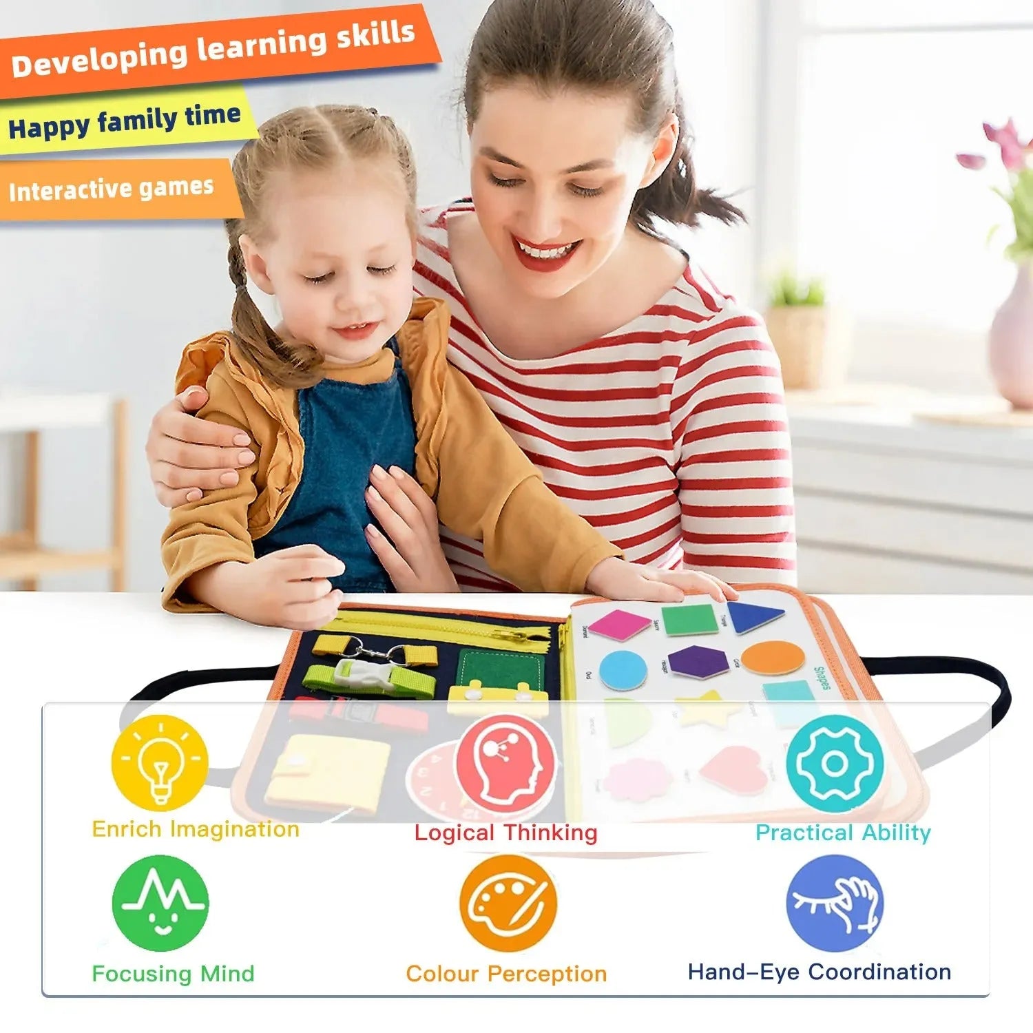 Montessori Busy Board – Sensory Learning Toy (Ages 3–6)